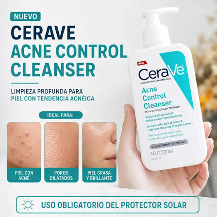 CeraVe Acne Face Cleanser con 2% de ácido salicílico, 236 ML